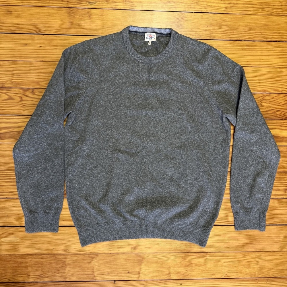 Faherty Mountain Crew Sweater Mens Medium Olive Heather Soft Stretch
